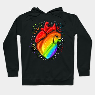 Colorful Real Heart LGBTQ GAY Lesbian Pride Month Hoodie